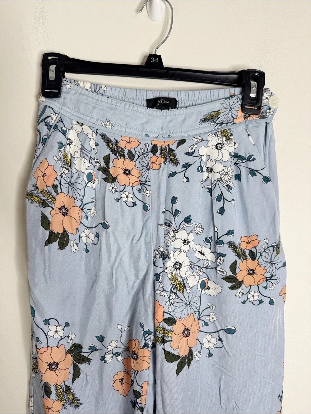 J.Crew High-rise pajama style pastel pants in garden floral cottagecore size 00